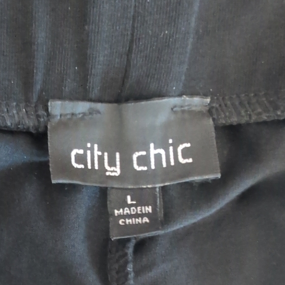 City Chic Criss Cross Side Black Leggings L -c125 - Picture 6 of 7